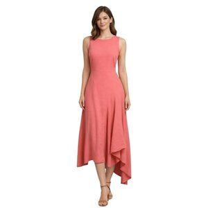 NWT Ann Taylor Coral  Asymmetrical Flowy Flare Dress